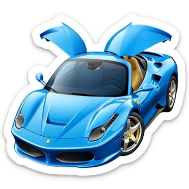 a blue Ferrari in iPhone emoji style sticker