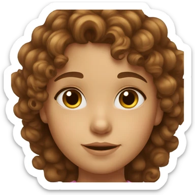 5 year old girl with curly brown hair and brown eyes sticker