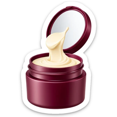 Elegant looking facial cream in a burgundy container that’s open and revealing the cream in a perfect shape (1 item) sticker