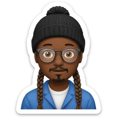 man with braids glasses beanie and goatee sticker