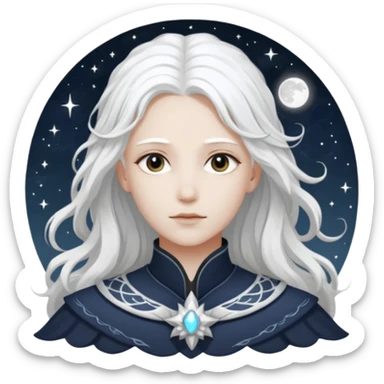 Aasimar dnd(humanoides de linaje celestial) estilo blanco y negro dibujo sticker