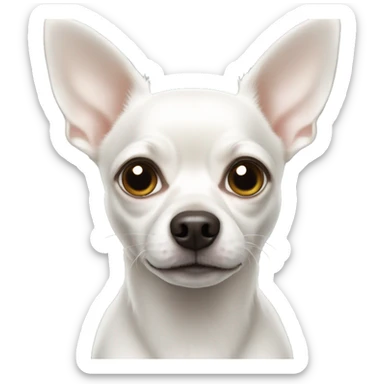 White chihuahua with small nose sticker