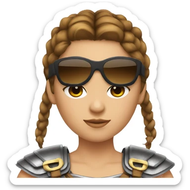 Girl gladiator with French braids, brown hair and sunglasses sticker