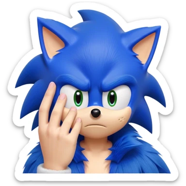 Sonic with his hand in his faced being board sticker