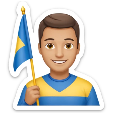 The Ukrainian man with flag sticker