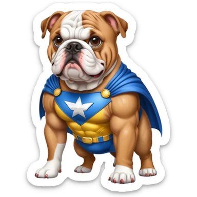 bulldog ingles traje super héroe sticker