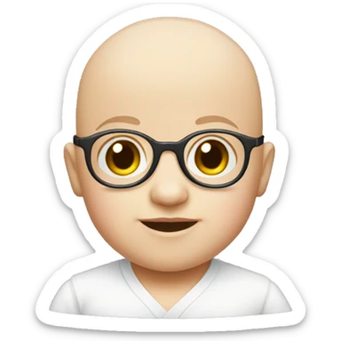 A bald white baby Wearing round glasses sticker
