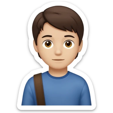 Dark brown hair, light bronw skined and is a boy sticker