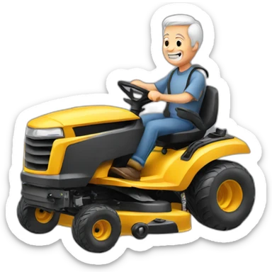 Old man, riding lawnmower sticker