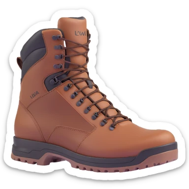 Lowa military tactical hiking boots, rugged brown leather sticker