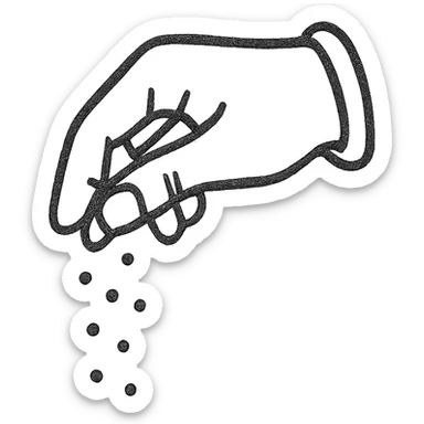 a hand sprinkling sugar, stylized and easy to recognize sticker