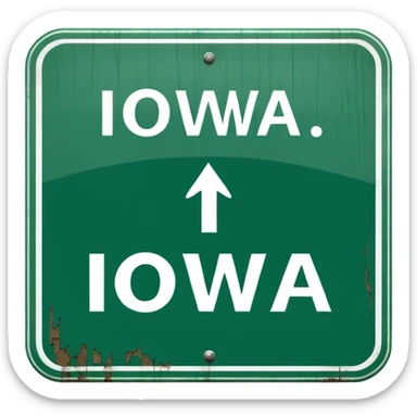 letrero de carretera que diga IOWA sticker