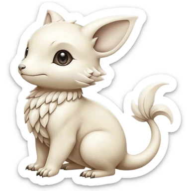 White soft natural realistic romantic vintage antique divine beautiful elegant pretty precious cute young youthful  Fakémon-Pokémon-hybrid-creature sticker
