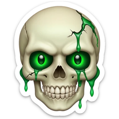 Bleeding skull with glowing green eyes and a sinister smile sticker