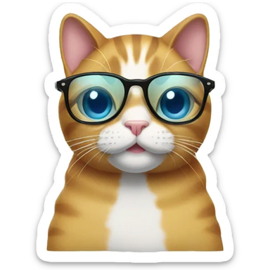 cat with glasses and swiming sticker