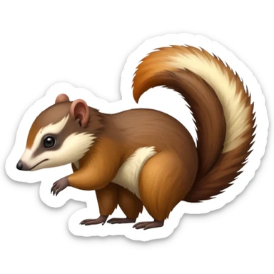 Colorful shiny hyper-realistic cute smooth soft fuzzy Cacomistl-Anteater-Squirrel-Tamarin-Numbat-hybrid (full body) sticker