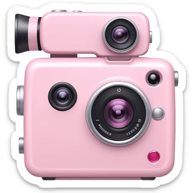 Kawaii light pink video camera with cute face sticker