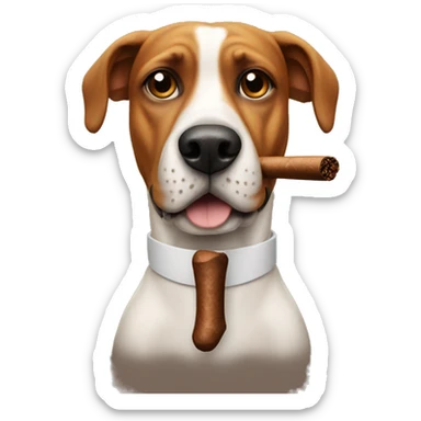 Dog with cigar sticker