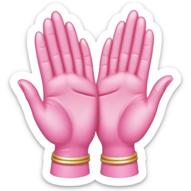 Pink prayer hands light gold sticker