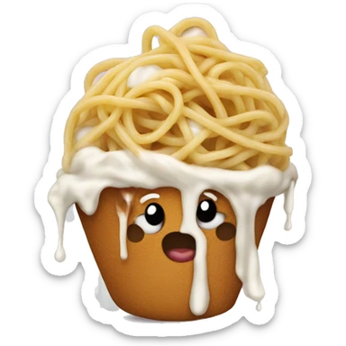 spaghetti with ice cream on top instead of meatballs sticker