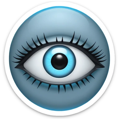 Minimal emoji, gothic futuristic eye, cold grey sclera, pupil replaced by a solid black number 8, occult cyber aesthetic, sharp clean lines, flat emoji design, centered, transparent background sticker