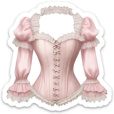 vintage rococo light pink corset with lace and frills and sleeves  sticker
