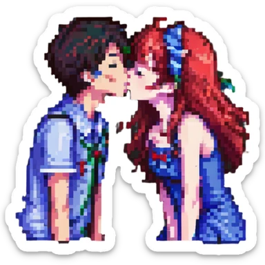 anime girl kissing boy sticker