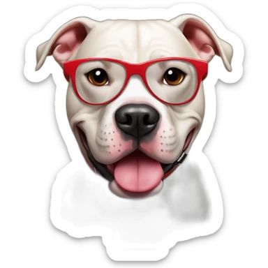 Perro pitbull con gafas y boina roja  sticker