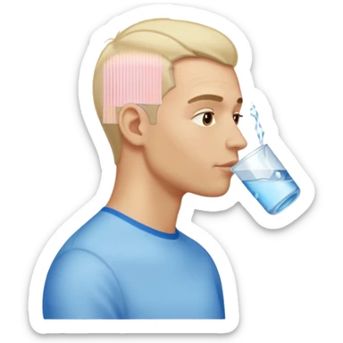 light man in profile drinking water sticker