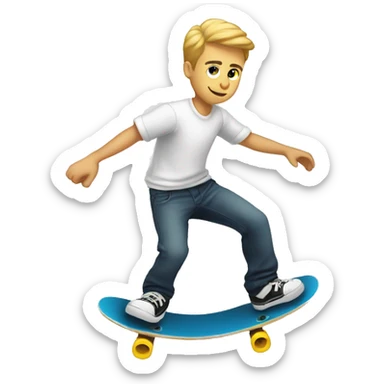 White man with backwards doing a kickflip sticker