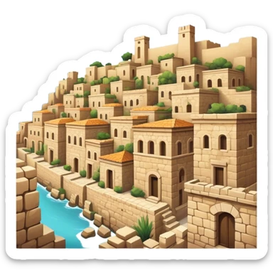 Byblos Old City Landmark Emoji – Portraying the historic stone houses, narrow streets, and Phoenician ruins. sticker
