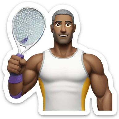 Muscular man with a padel racket in his hand sticker