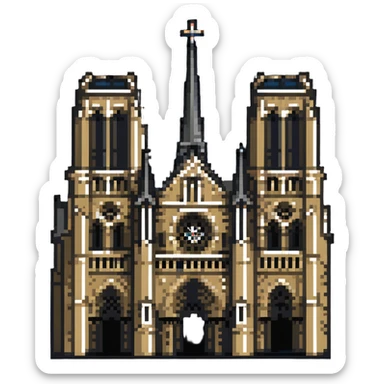 Notre Dame Cathedral in Paris with Gothic architecture and twin towers sticker
