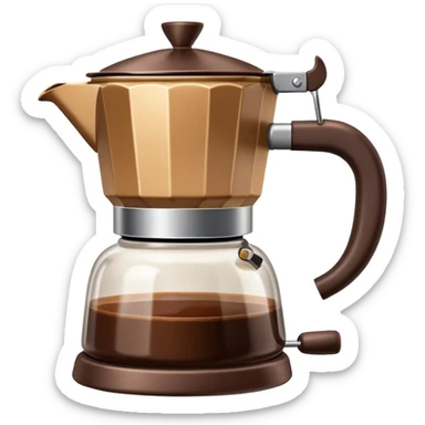 Cinematic Realistic Moka Pot Pop Culture Emoji, featuring an iconic Italian coffee maker rendered with classic charm and warm, inviting lighting. sticker