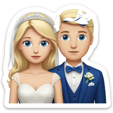 Blonde wife and blonde husband getting married Both Blue eyes sticker