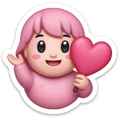 create a chibi sticker of Kirby smiling with a heart in his hands sticker