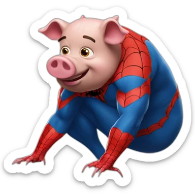 Cochon déguisé en spider man sticker