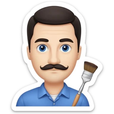 oval face with fair skin. His eyes were blue, and his eyebrows were dark and somewhat bushy. Above his upper lip he wore a small brush-like moustache, known as a "His hair was dark and sticker