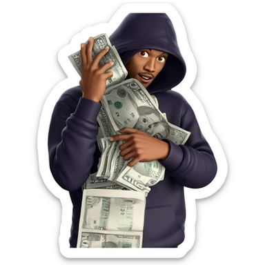 boy holding money newspaper sticker
