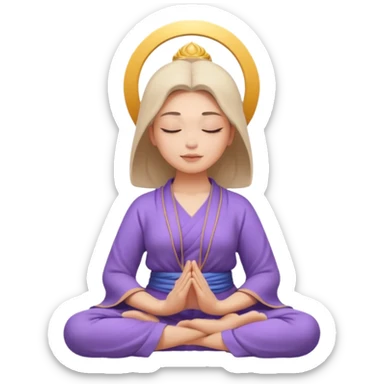 peaceful female face, meditating, with lavender Buddhist soutane sticker