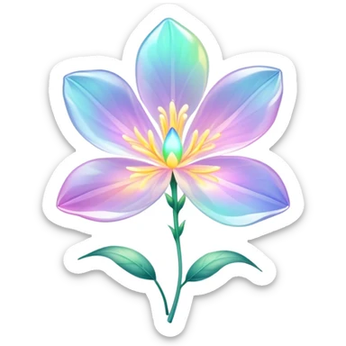 Pastel iridescent transparent bio-luminescent flower sticker