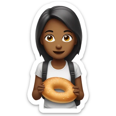 girl eat bagel sticker
