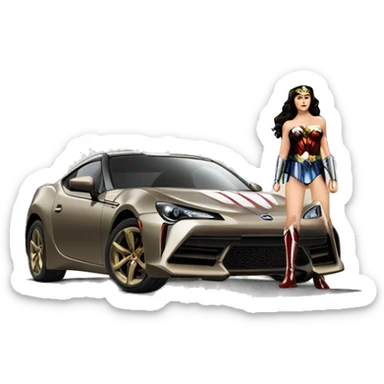 Linda Carter as WW2 Wonder Woman’s Long wheelbase widened ground effects Scion FR-S hypercar sticker