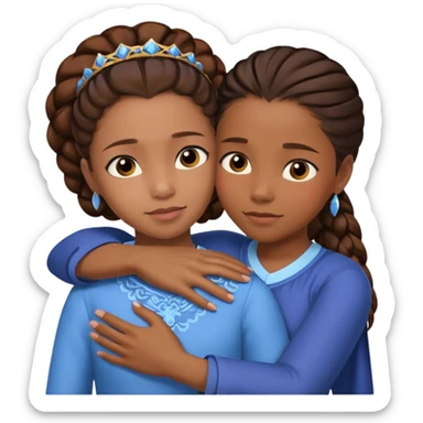 Princess Shuri as a 8 year old hugging her 45 year old mom  sticker