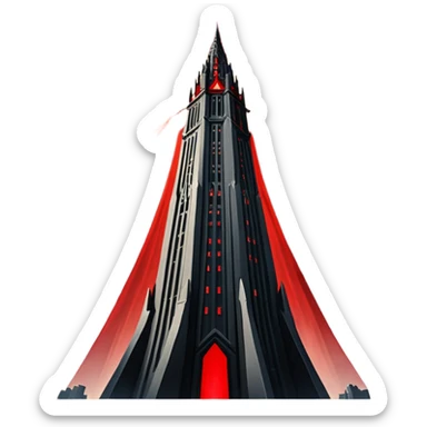 Barad Dúr from Lord of the Rings, Dark, giant Tower, with red beams shooting from the top into the sky sticker