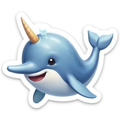 Cinematic Comical Narwhal Portrait Emoji, Head tilted dramatically with an exaggeratedly shocked expression, featuring a streamlined body with a prominently spiraled tusk and wide, comically expressive eyes brimming with disbelief, Simplified yet hilariously expressive features, highly detailed, glowing with a slightly sassy glow, high shine, dramatic yet playful, stylized with an air of quirky oceanic attitude, bright and endearing, soft glowing outline, capturing the essence of a meme-worthy narwhal that appears ready to side-eye its way into internet fame instantly! sticker