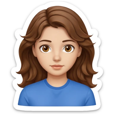 brown hair, hazel eyes, blue shirt, wavy hair pretty girl sticker