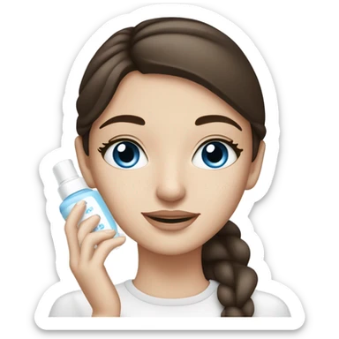 White Skin care on white freackles skin of a brunett blue eyed girl using skin care sticker