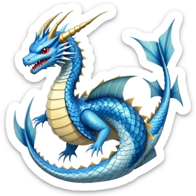 Gyarados from Pokemon, blue serpentine dragon sticker