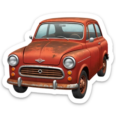 a red crappy car sticker